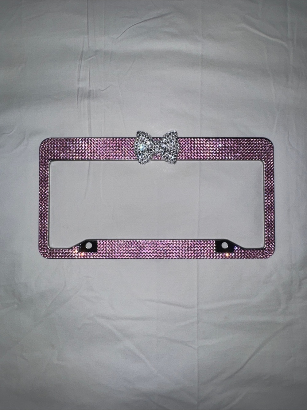 Rhinestone Pink License Plate Frame with Bow